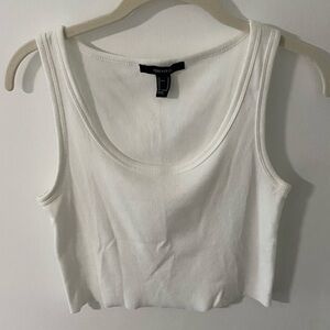 Forever 21 Classic Ribbed White Cropped Tank Top